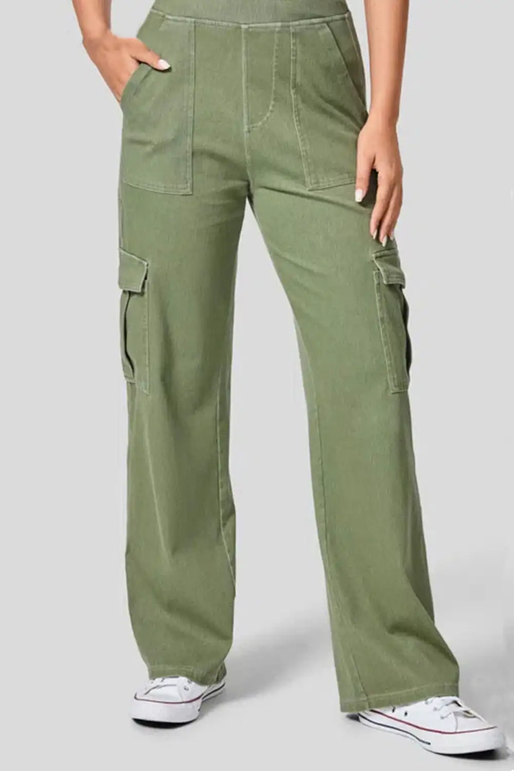 High Waist Straight Leg Cargo Denim Jeans