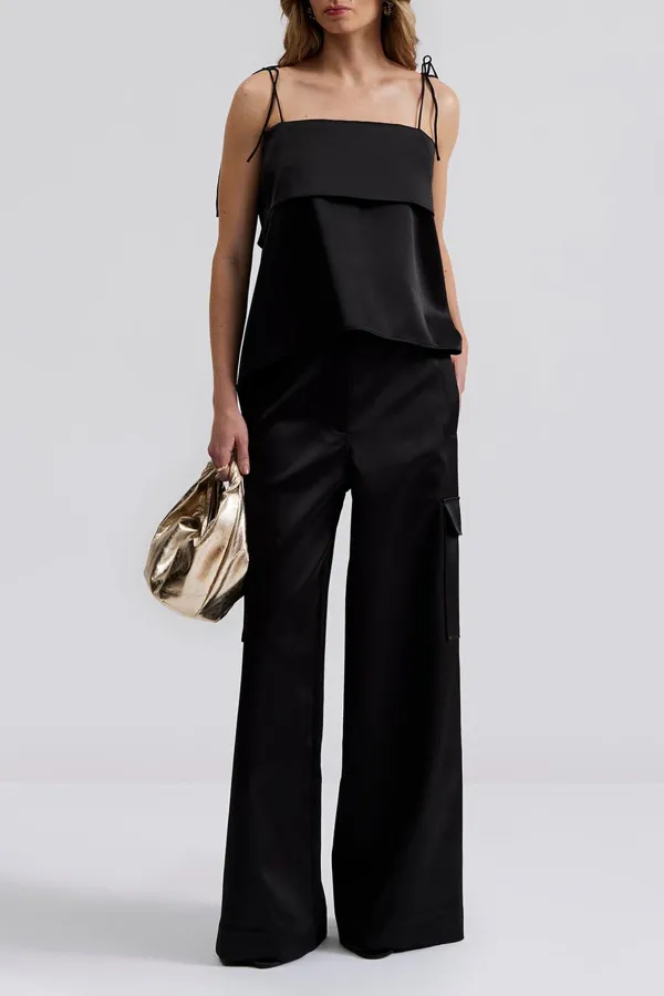 Cargo Pocket Wide Leg Trousers