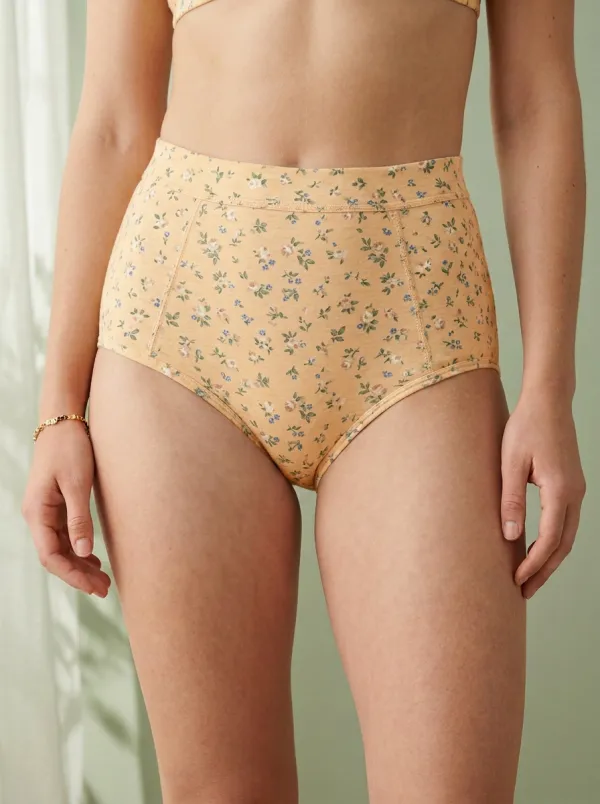 Women's Cottagecore Floral Pattern Printed High-Waisted Panties
