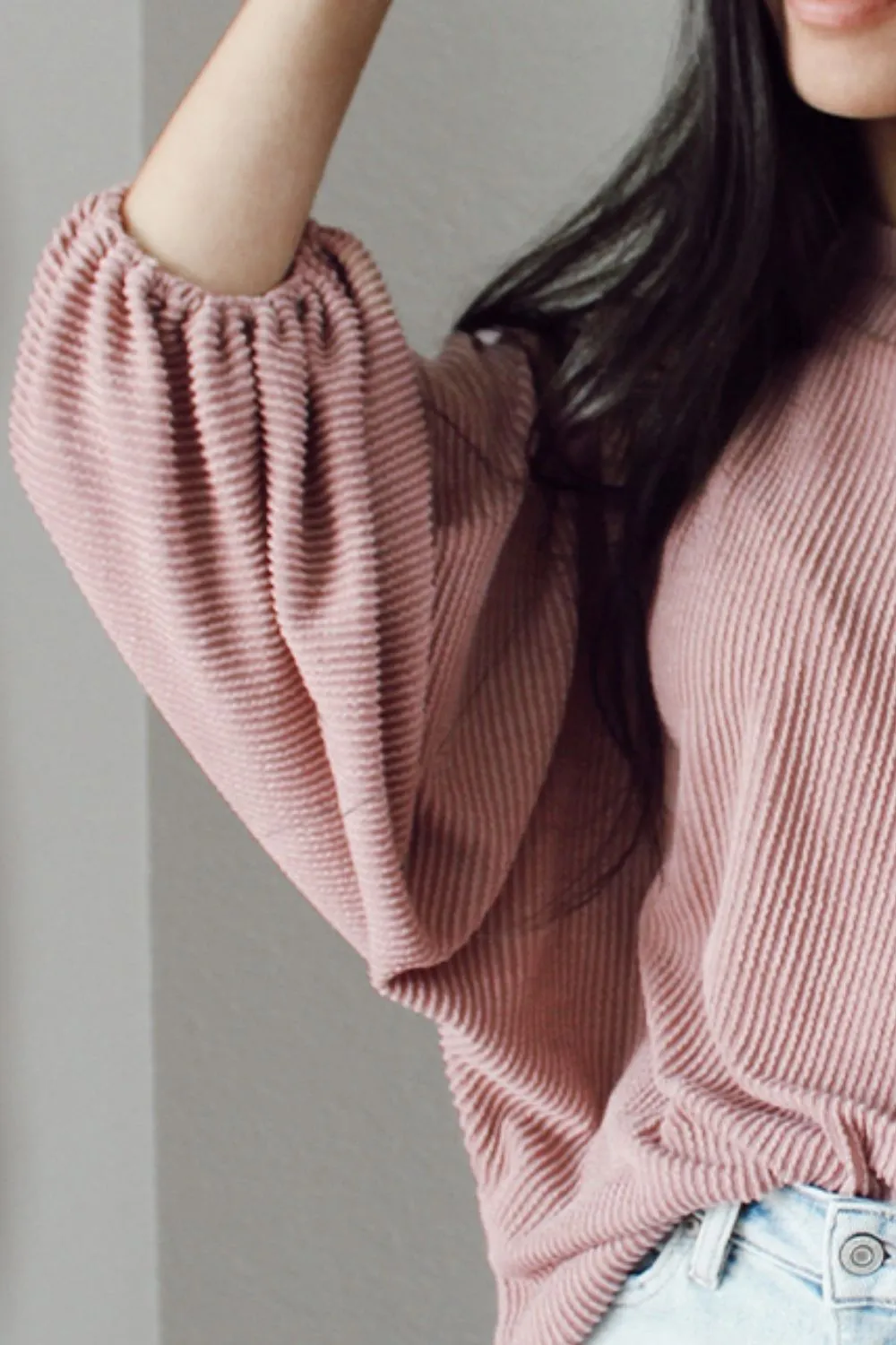 Soft Ribbed Knit Blouse