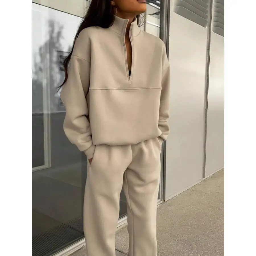 Classic Half Zip Sweatshirt and Pants Set