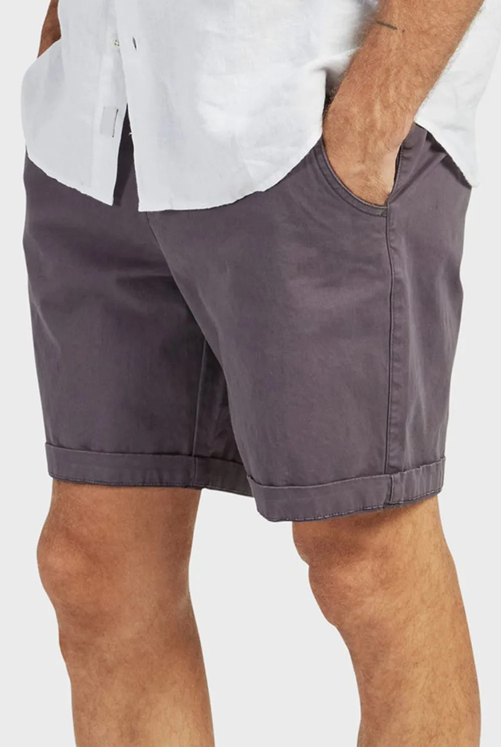 Charcoal Cotton Tailored Shorts
