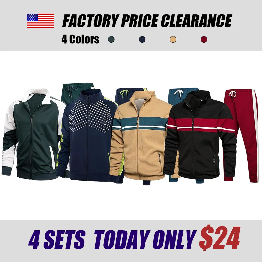Leading The Better Life Men'S Sweat Suit 2 Piece Outfit Casual Contrast Sports Jogging Tracksuits Set