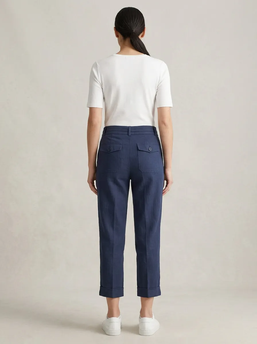 Relaxed Drawstring Waist Profile Women's Cropped Pants