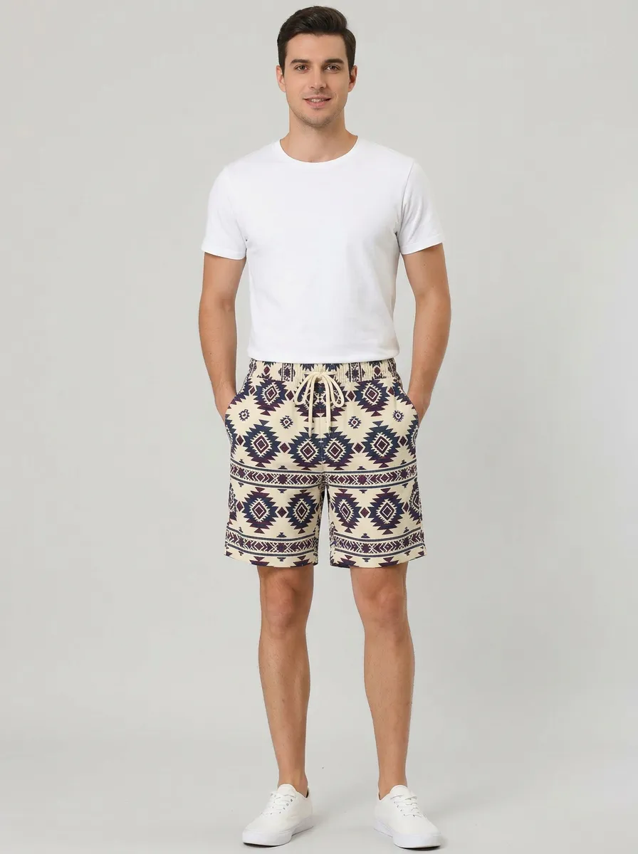 Expressive Style Graphic Print Geometric Print Check Print Men's Printed Everyday Pants