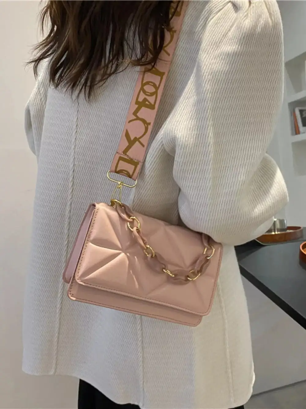 Quilted Adjustable Strap Crossbody Bag