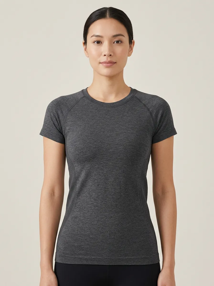 Women's Heathered Mesh-Panel Raglan Performance T-Shirt