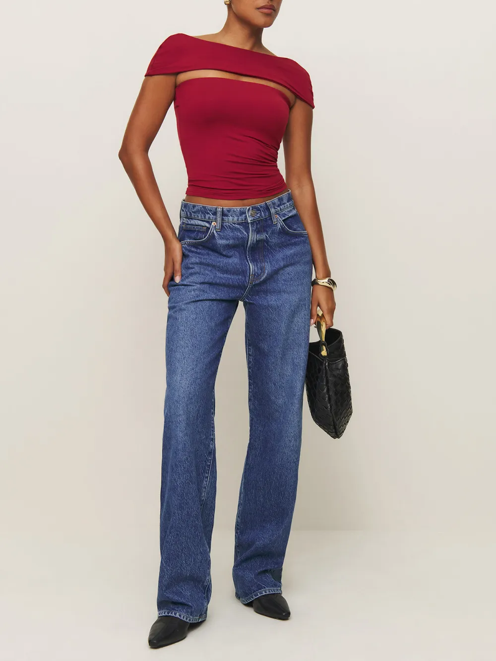 Asymmetric Cutout Ruched Crop Top