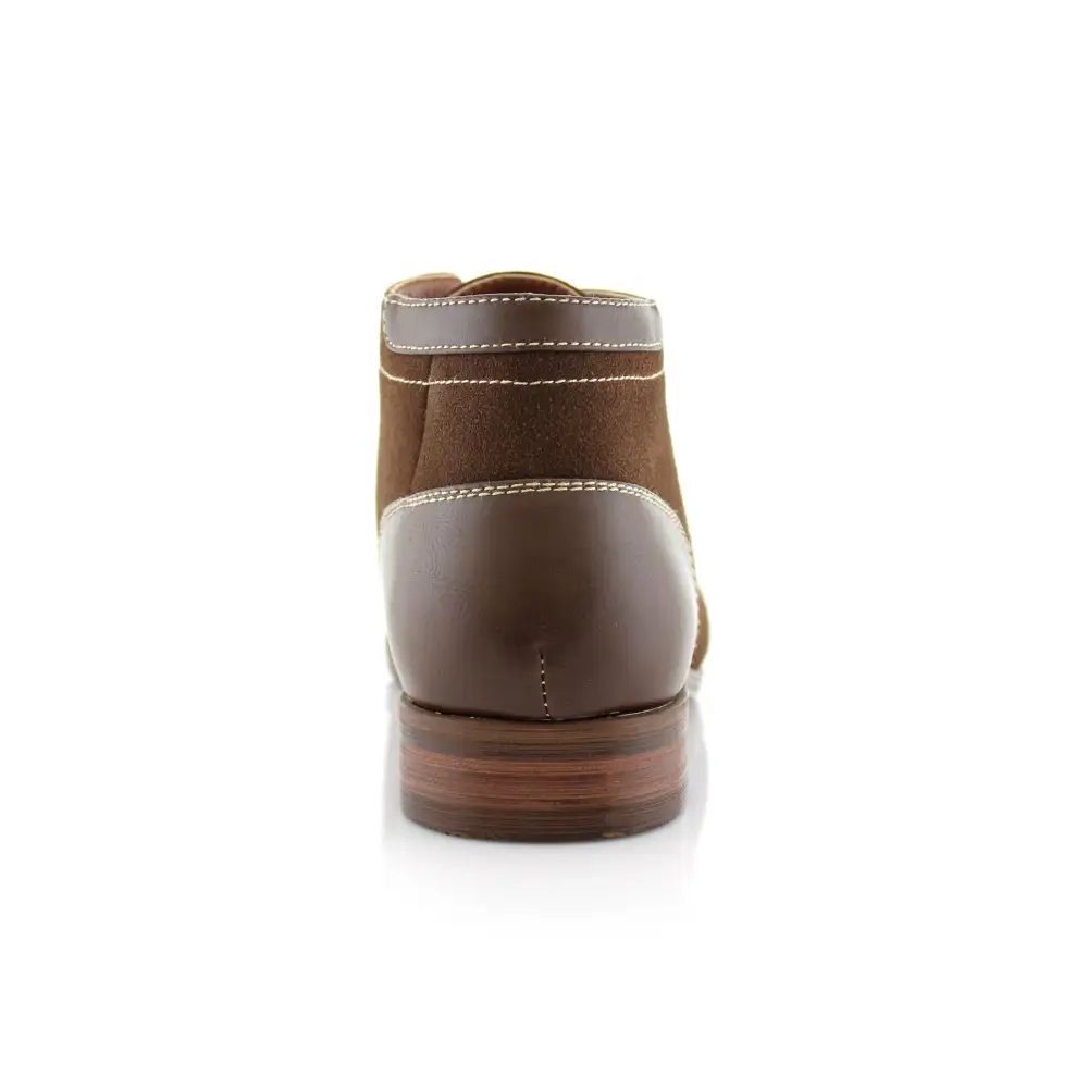 Polished Faux-Suede Suede Faux-Leather Chukka Boots