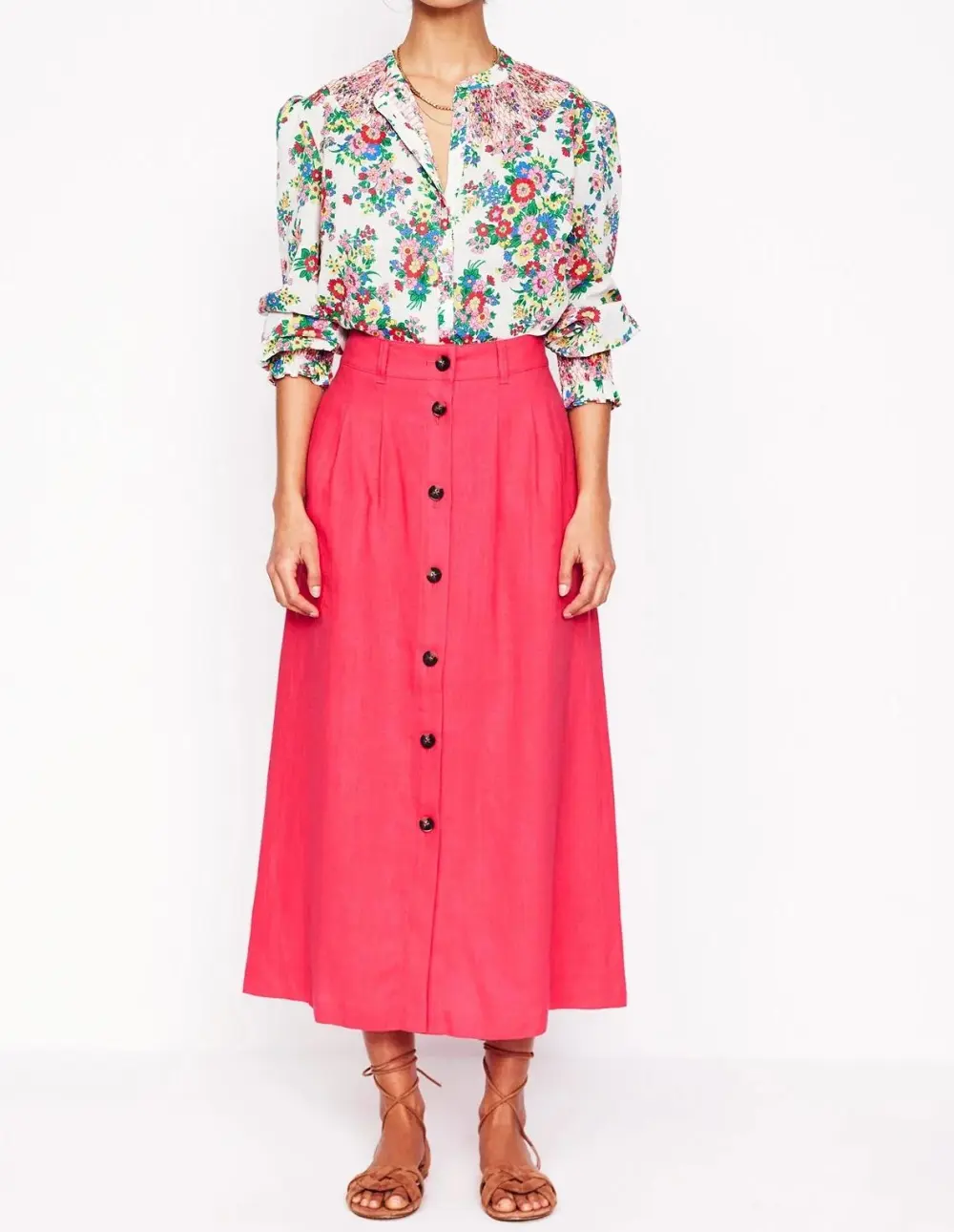 Casual Thomasina Linen Midi Skirt