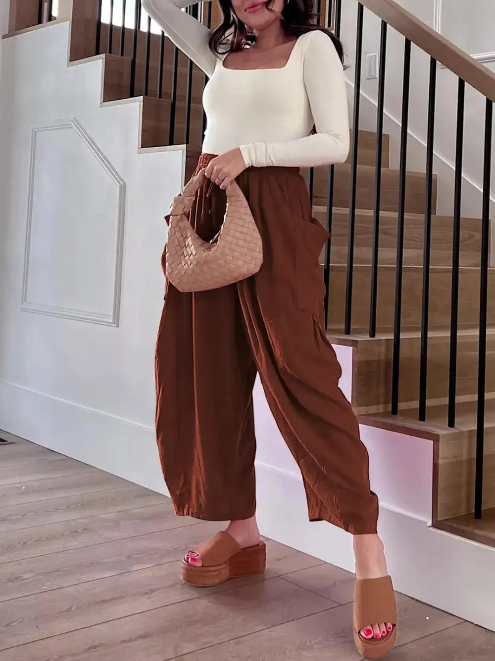Casual Drawstring Pocket Detail Pants