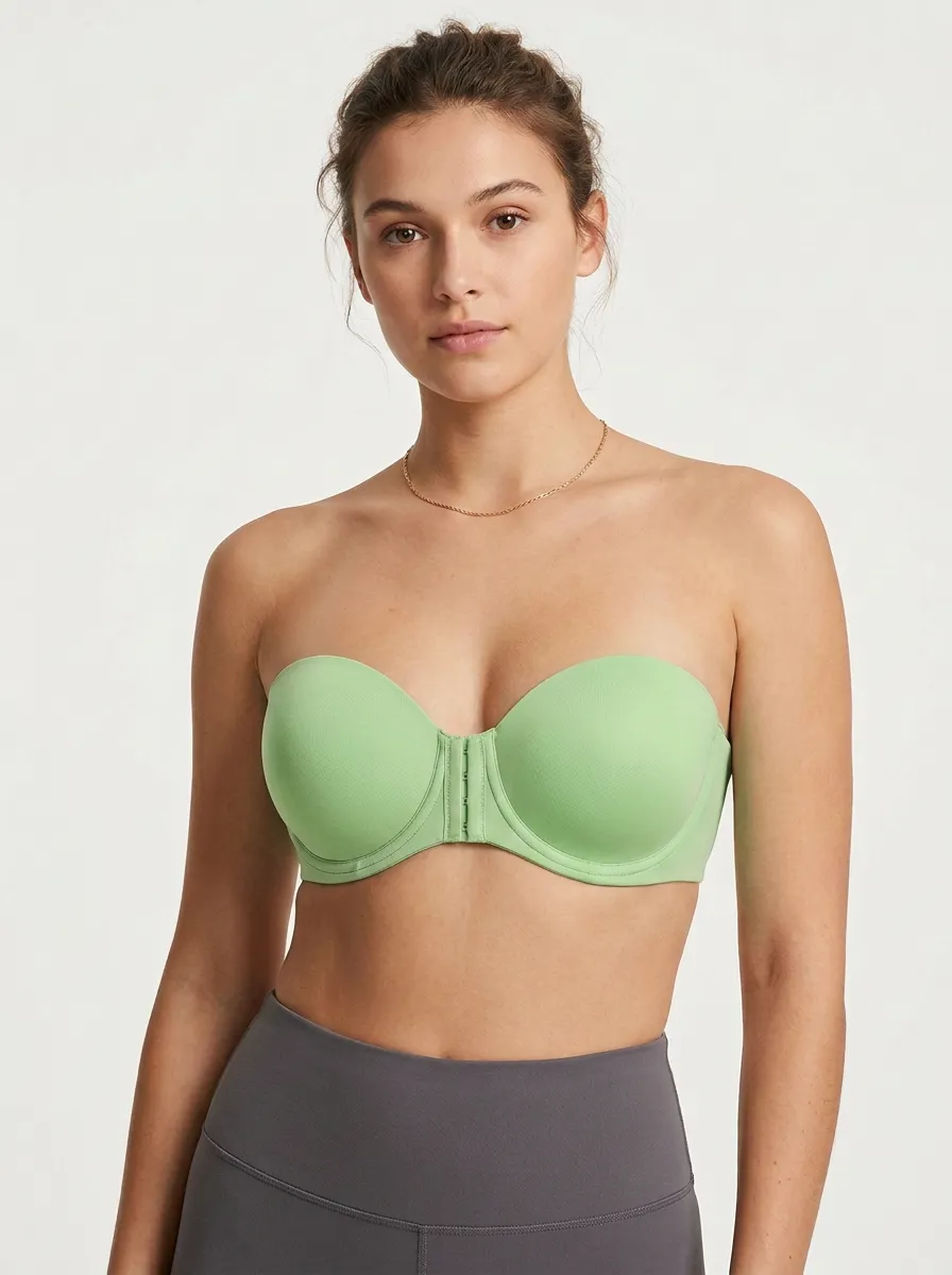 Women's Seamless Form-Fitting Front-Closure Strapless Bra