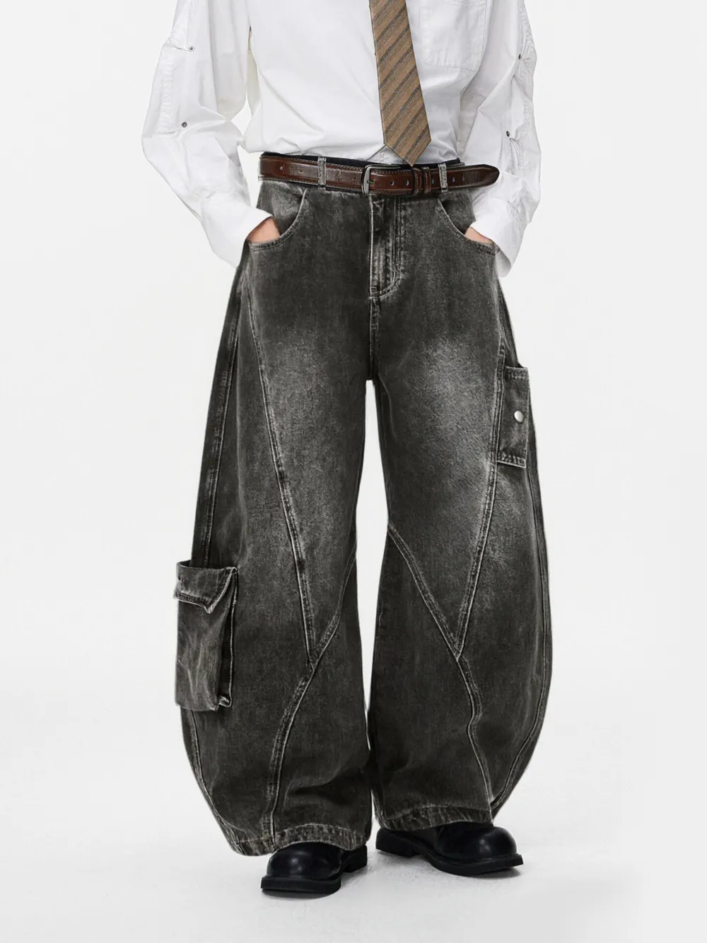 Cotton Wide-Leg Casual Jeans