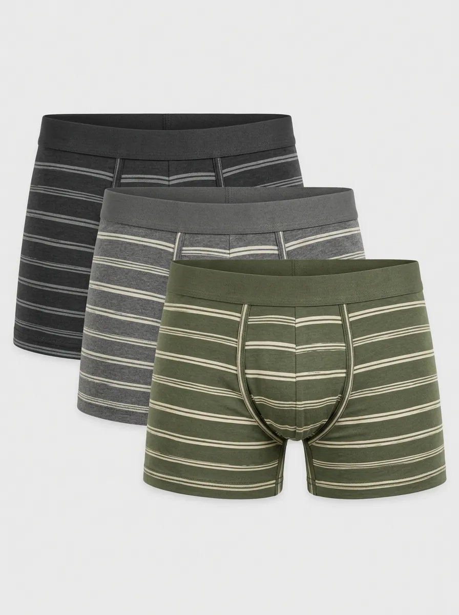 Men's Multicolor Striped Muted Tone Boxer Briefs 3-Pack
