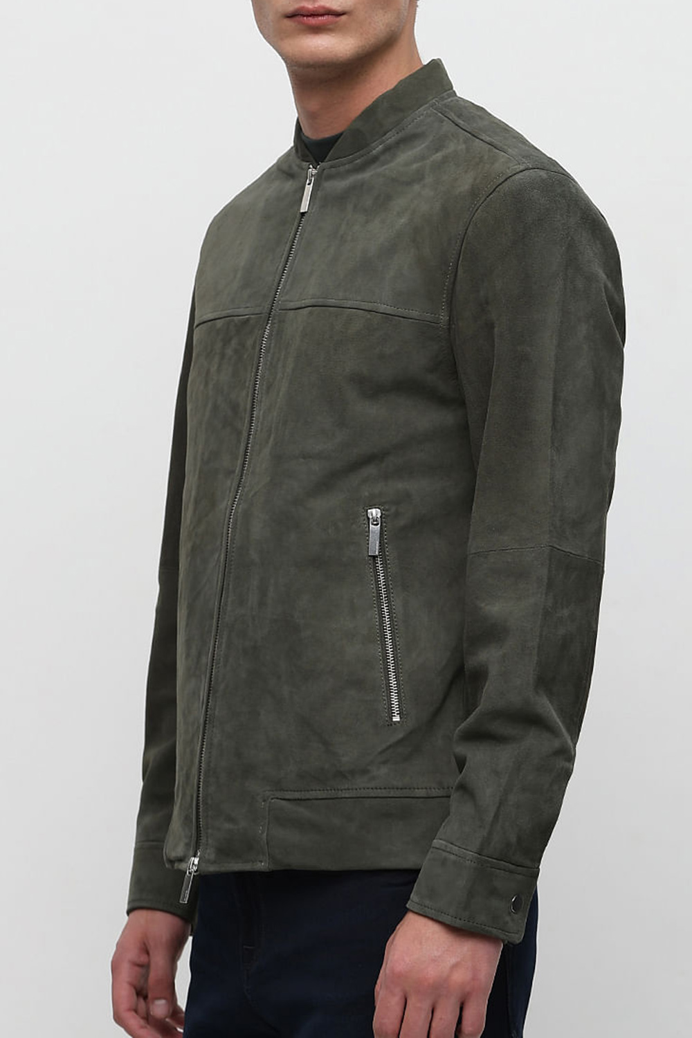 Green Suede Bomber Jacket