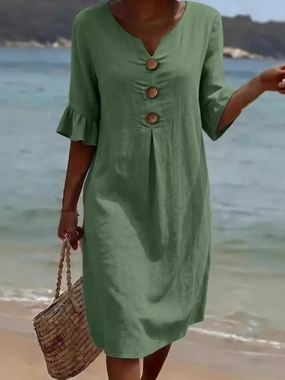 Ruffle Sleeve Midi Dress
