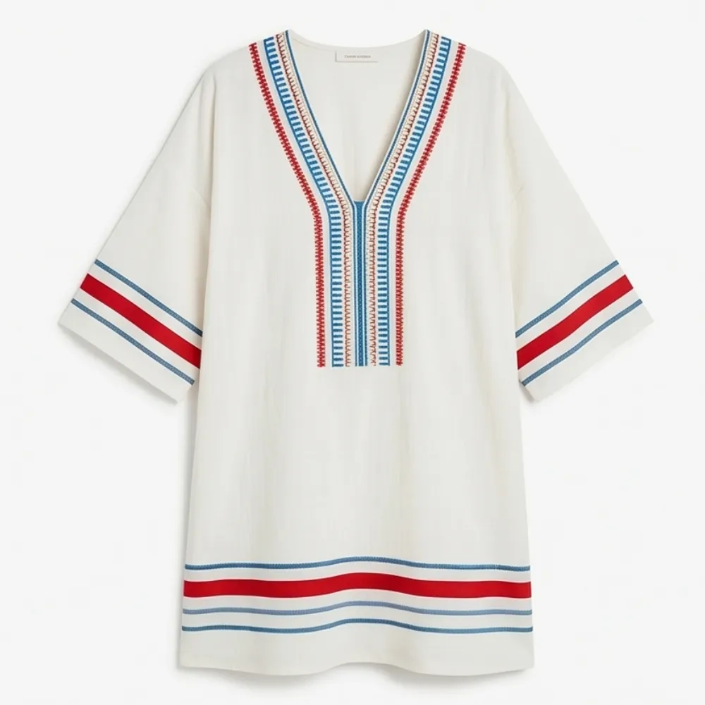 Linen Blend Sienna Embroidered Mini Dress