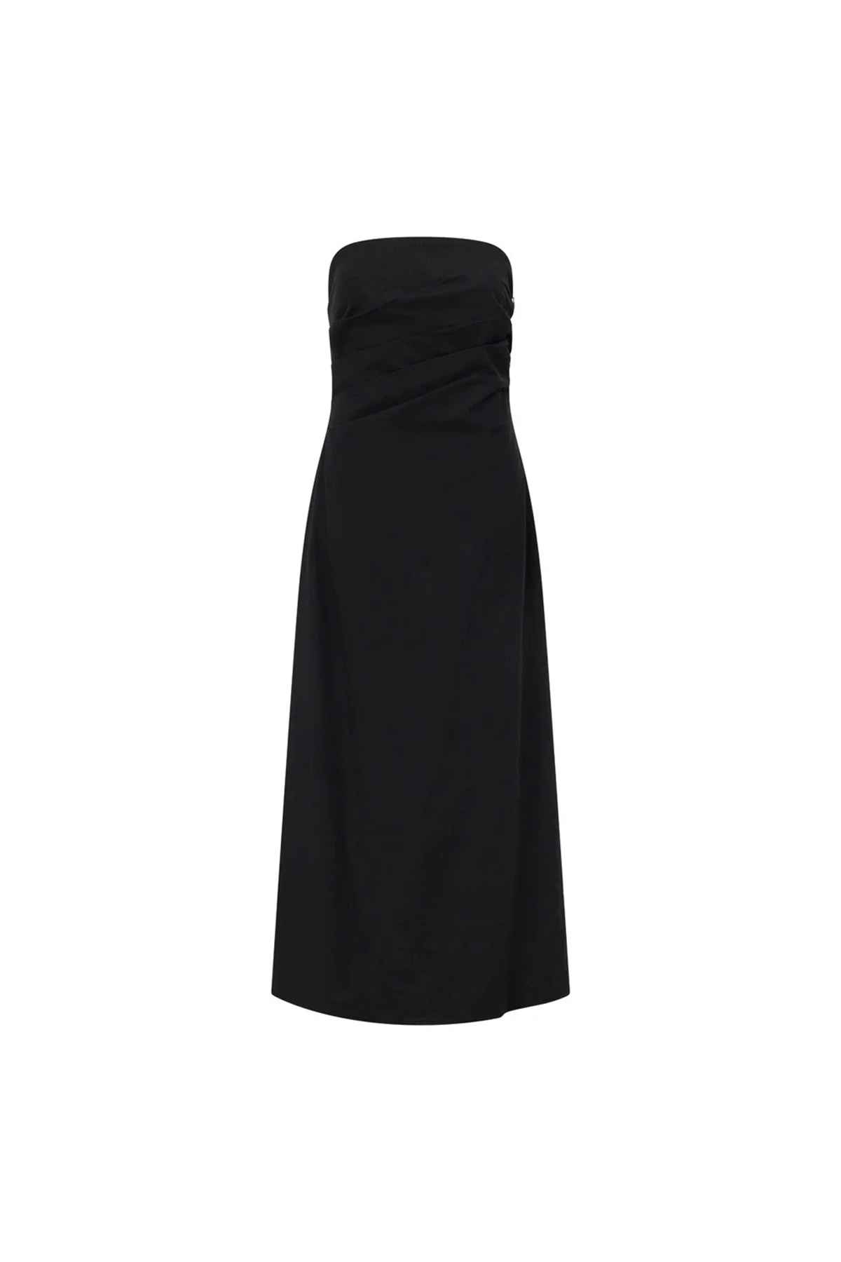 Strapless Ruched Midi Dress