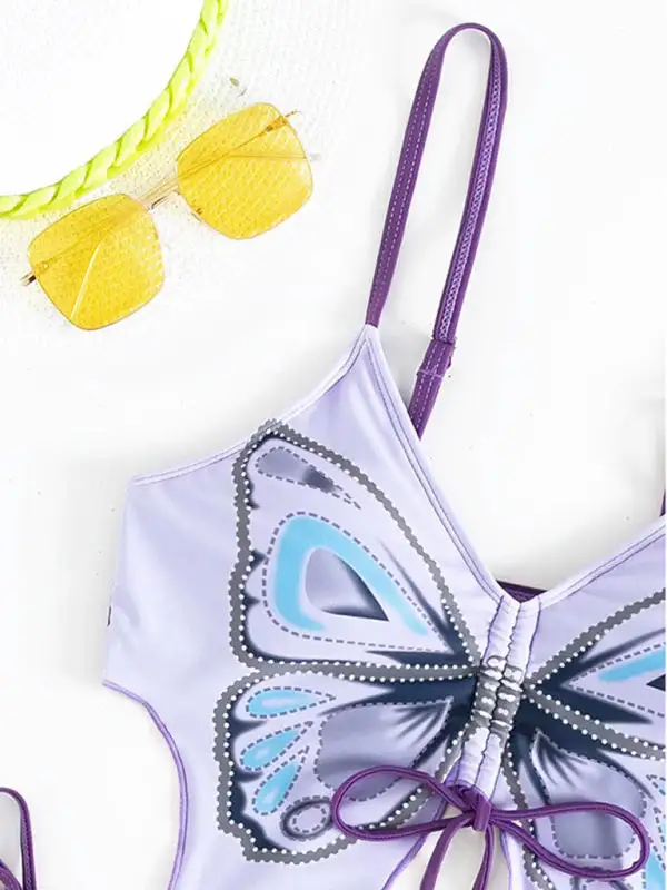 Butterfly Print Coordinated Bikini Swim Set