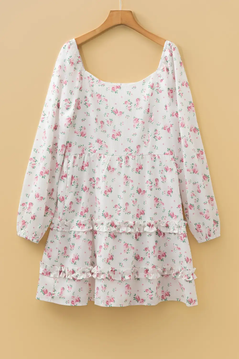 Smooth Finish Floral Printed Ruffle Mini Dress