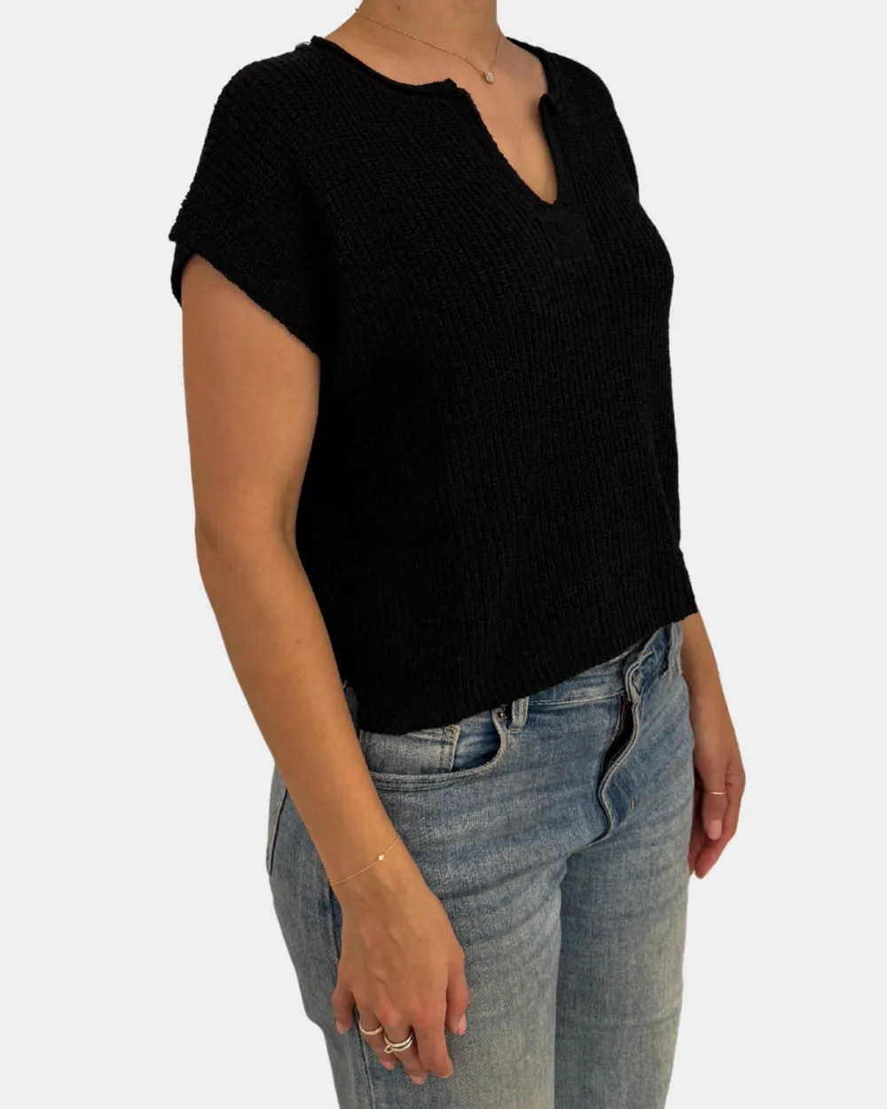 Notched V-Neck Top