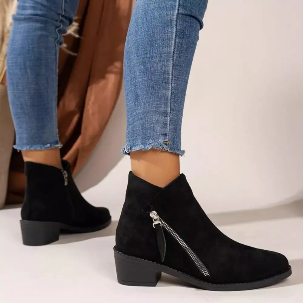 Point Toe Block Heels Boots