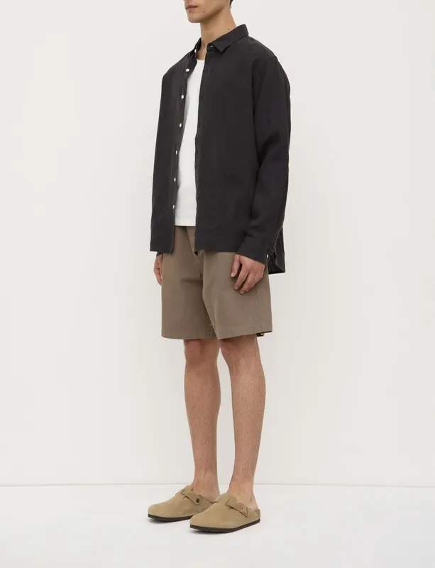 Black Everyday Linen Button-Up Shirt