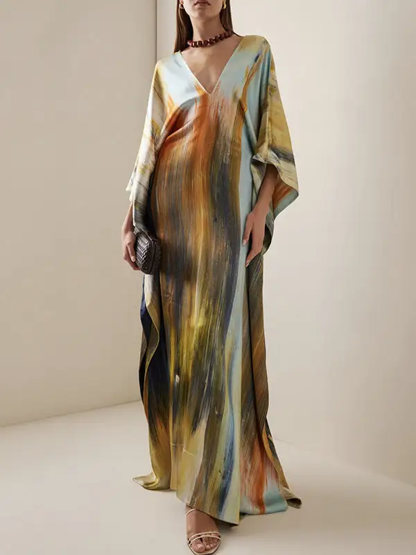 Joint Printed Neck Maxi Dress