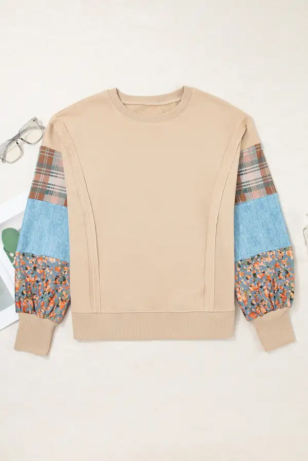 Plaid Patchwork Sweatshirt