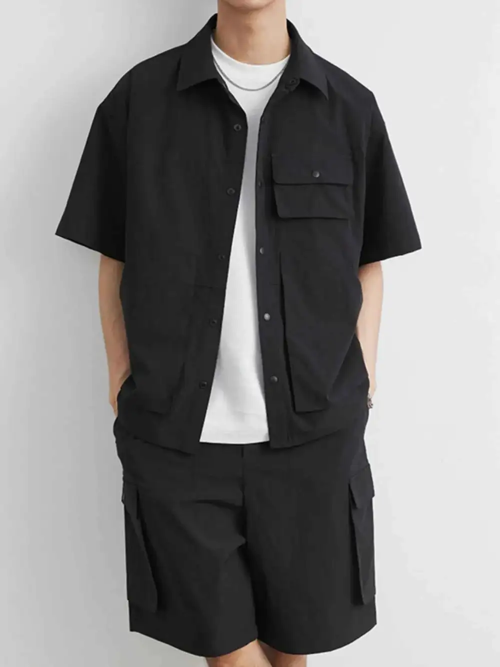 Relaxed Button Up Short Sleeve Shirt and Shorts Set