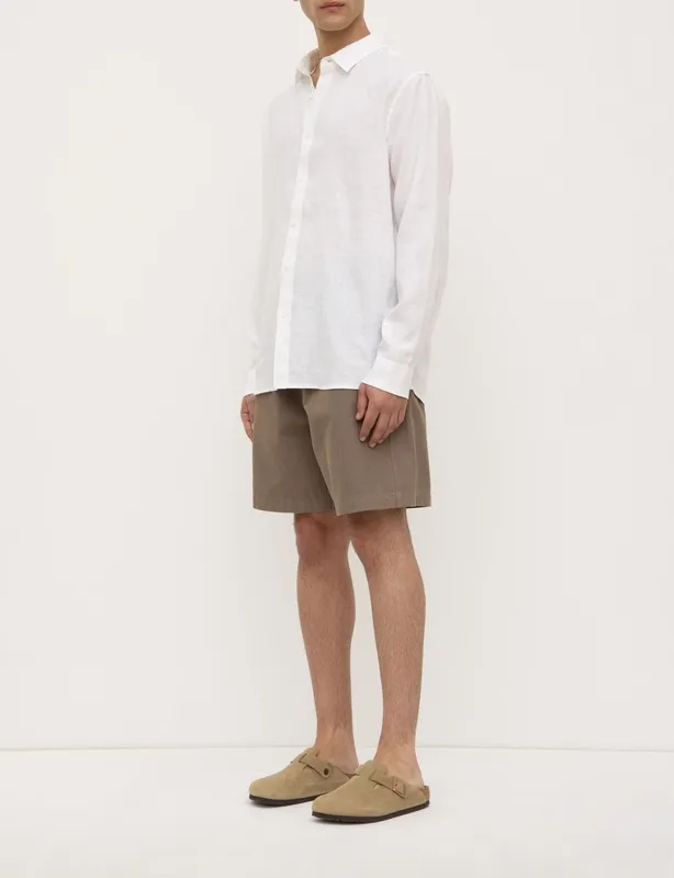 White Everyday Linen Button-Up Shirt