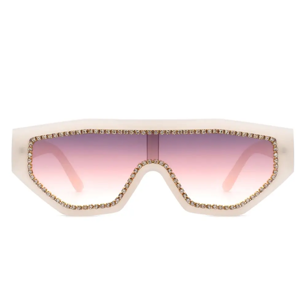 Glossy Square Geometric Frame Sunglasses