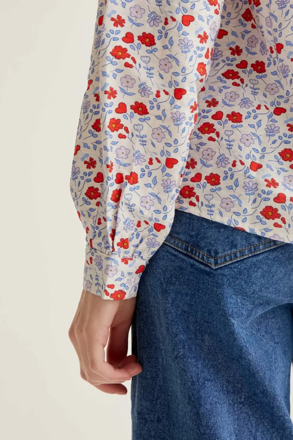 Floral Button Front Collared Relaxed Shirt