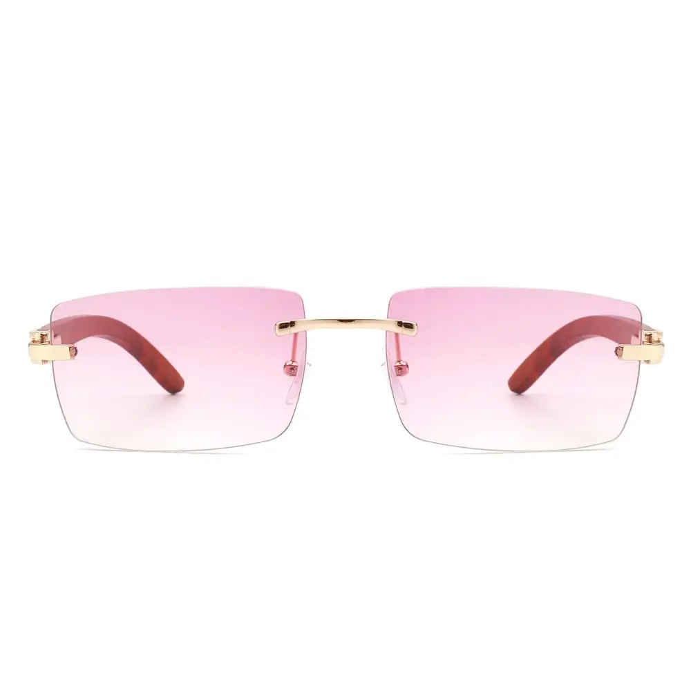 Rectangle Rimless Frame Sunglasses