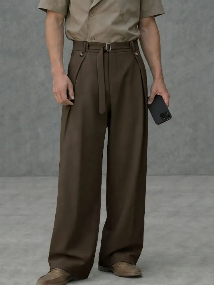 Essential Belted Wide Leg Trousers Pants