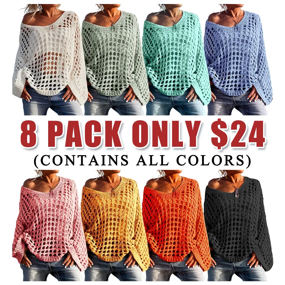 Women's loose-fitting hollow-out design top