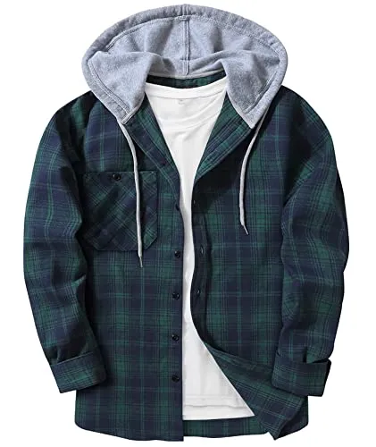 Men Plaid Long Sleeve Flannel Jacket