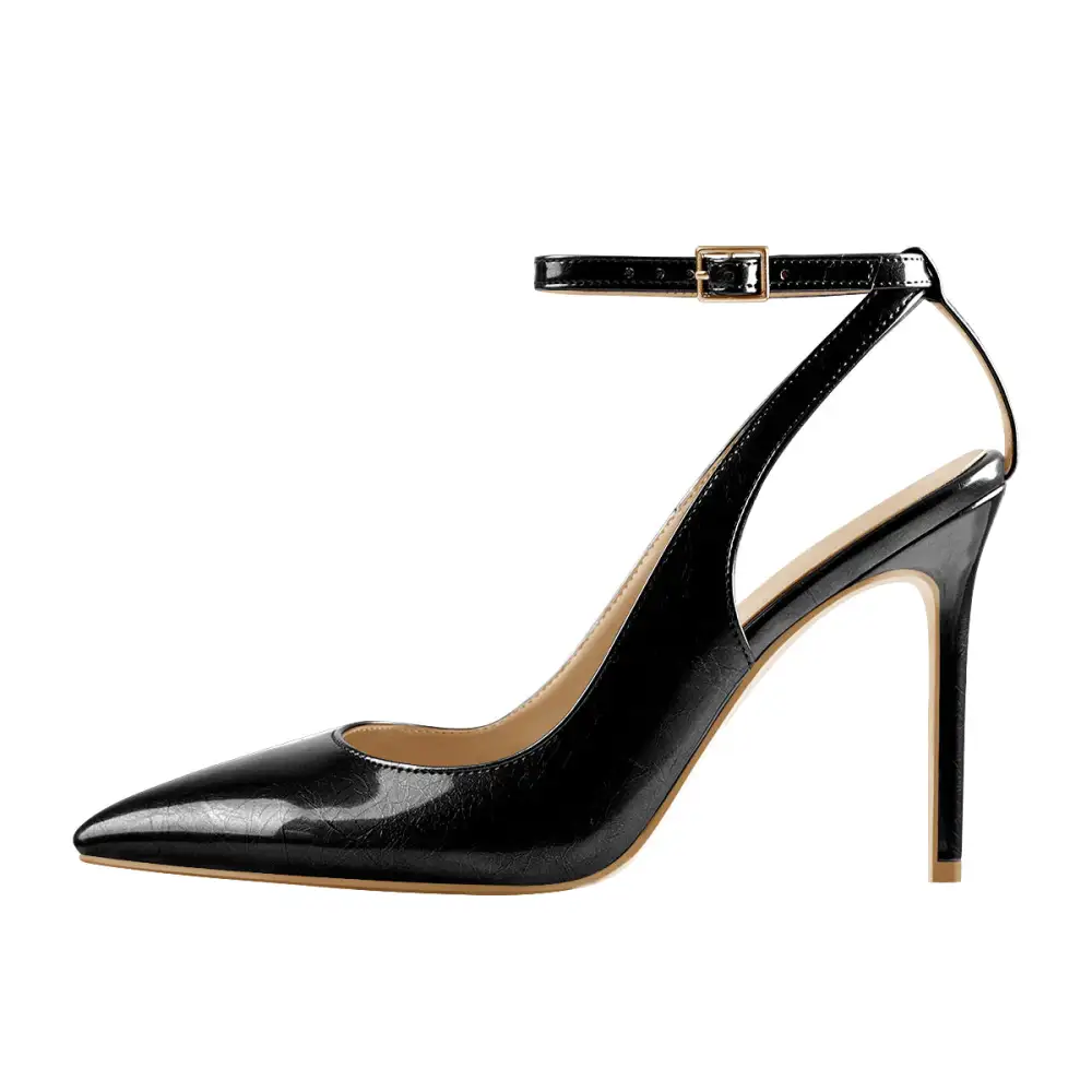 Sleek Pointed Toe Stiletto Ankle Strap Pumps