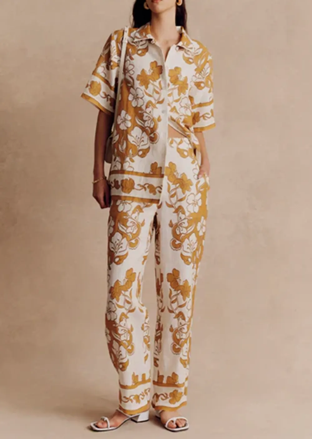 FLORAL PRINTED WIDE LEG PANTS