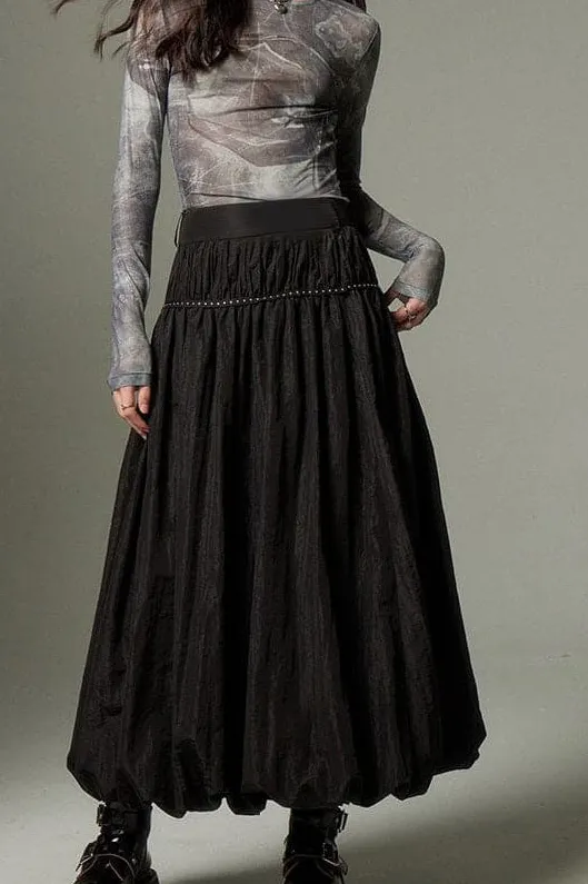 Ruffled Flowy Vintage Midi Skirt