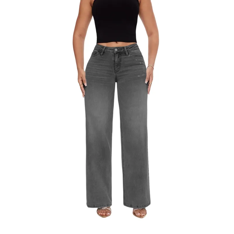 🔥Hot Sale🎁🎉Wide Leg Jeans for Women Stretchy Mid Low Rise Butts Lifting Baggy Jeans Trendy Loose Fit Cute Mom Jeans