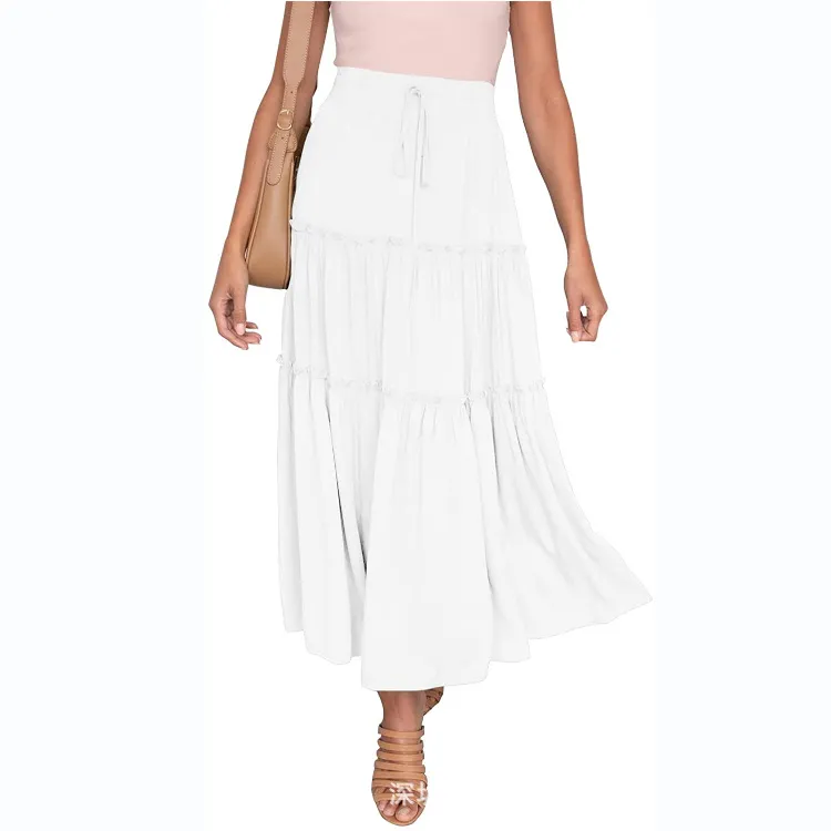 Women's High Waist Midi Skirt Bohemian Pleated Elegant Pants