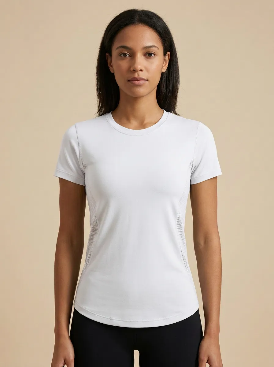 Women's Mesh-Side Curved-Hem Performance T-Shirt