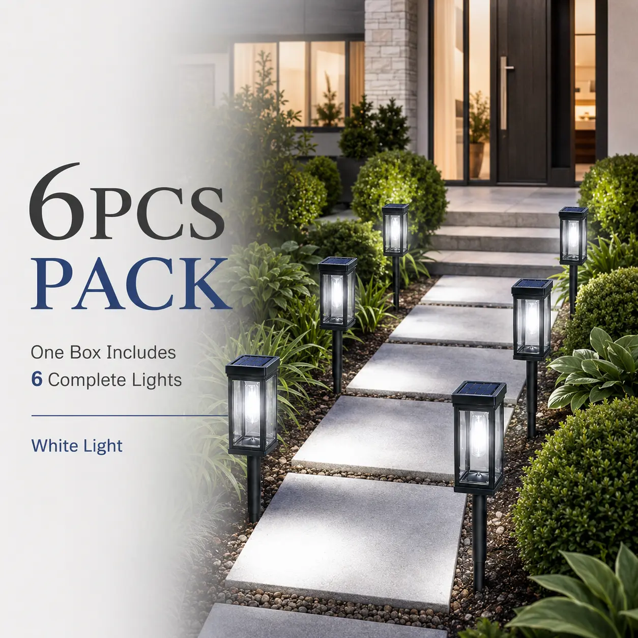 6-Pack Solar Pathway Lights - Warm White or Cool White - Cool White