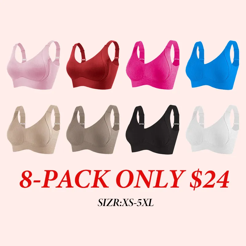 Women's Solid Color Four RowsAdjustable Wireless Bras
