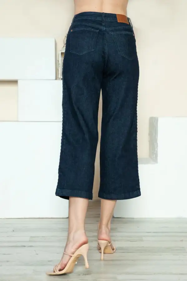 High Rise Side Seam Wide Leg Jeans