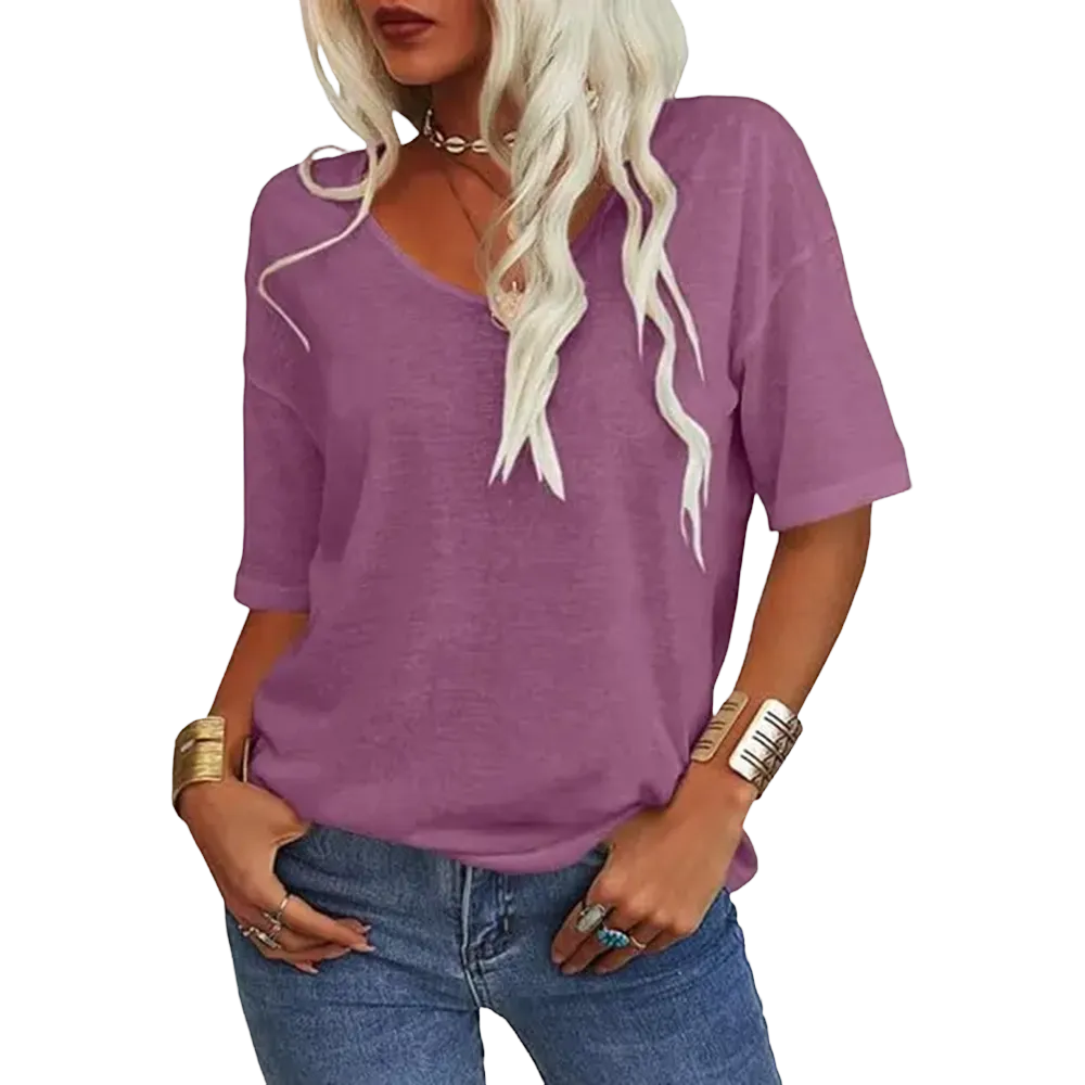 Women's Soft V-Neck Short-Sleeve T-Shirt-🔥8-Pack- Only $24