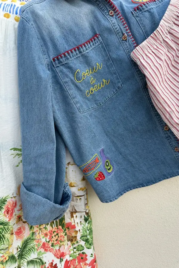 Denim Button Front Button Down Shirt