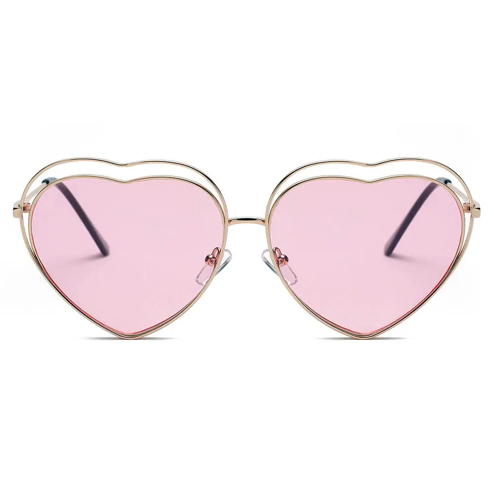 Fuzzy Heart Shape Frame Sunglasses
