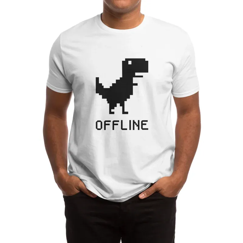 Retro Pixelated Dinosaur Print Short-Sleeved Shirt